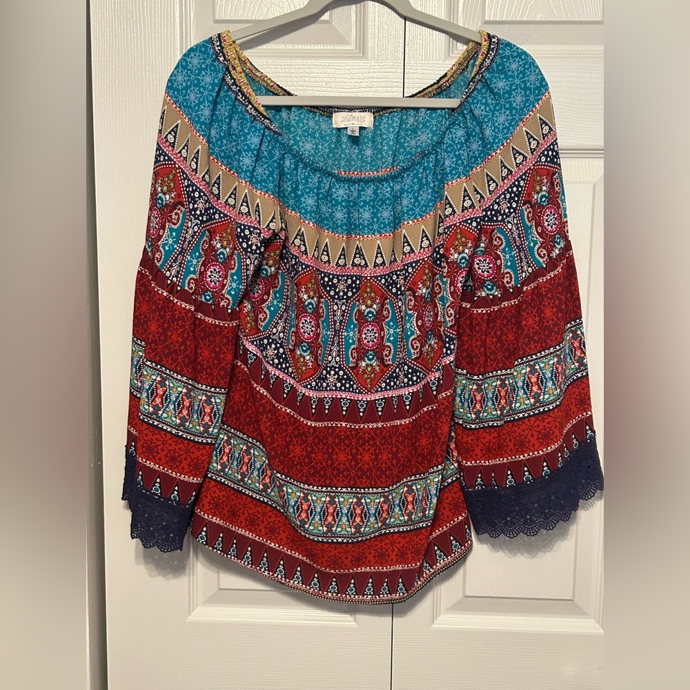 Soulmates women’s colorful loose sleeve blouse Size Large‎